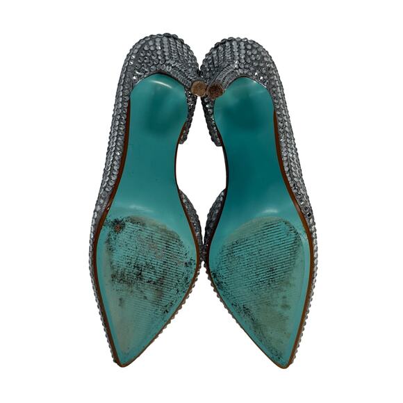 Betsey Johnson Hazil Silver Rhinestone Heels Women’s 8.5 Pointed Toe Pumps - Picture 9 of 9